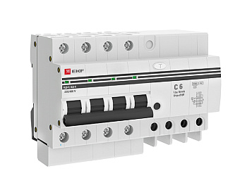 Дифференциальный автоматический выключатель АД-4 6А 10мА (х-ка С, АС, электронный) 4,5кА PROxima EKF