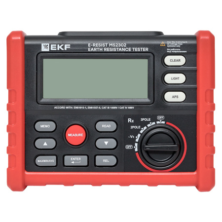 Измеритель сопротивления заземления цифровой E-Resist MS2302 Professional EKF