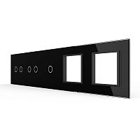Панель для 3-х сенсорных выключателей и 2-х розеток, 5 клавиш (2+2+1), цвет черный, стекло Livolo