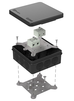 Коробка огнестойкая для о/п двухкомпонентная 60-0303-9005-FR10.0-4 Е15-Е120 100х100х40 RAL9005 Промрукав (17 шт/уп)