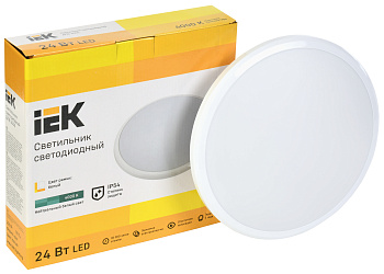 Светильник светодиодный ДПБ 3005 24Вт IP54 4000K круг белый IEK