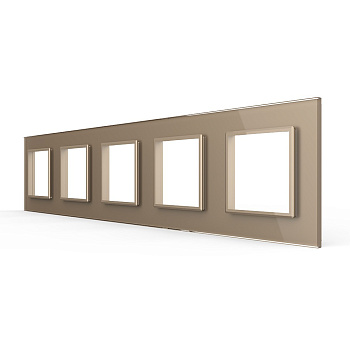 Рамка для пяти розеток Золотая Livolo