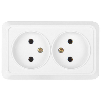 Розетка двойная "Альфа" 2П открытой установки, IP20, 10А, 250В (керамика) белая General 