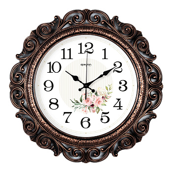 PL2209-262 Часы настенные, круг, арабский циферблат, бронза, пластик, Ø40,5см, бесшумный механизм с плавным ходом, источник питания 1 батар... APEYRON