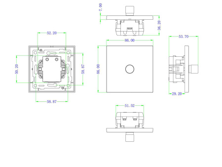 Donel N96 Светорегулятор поворотный Triac, LED 100 Вт (акт.нагрузка-макс. 300Вт), Белый, серия DT