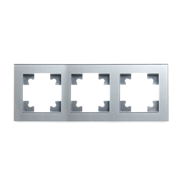 Рамка 3-местная, стекло, STEKKER, GFR00-7003-03, серия Катрин, серебро