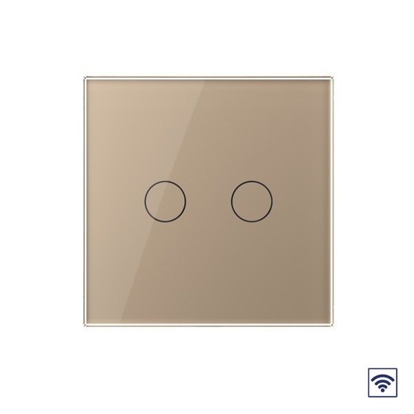 Сенсорный радиоуправляемый выключатель 2 клавиши 1 пост Золотой Livolo