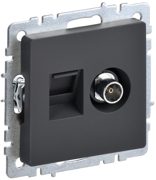 BRITE Розетка двойная TV+RJ45 кат.5E РТВ/РК12-БрГ графит  IEK