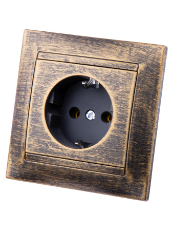 Розетка 2П+З 16А 250В старинная бронза "Лама" TDM