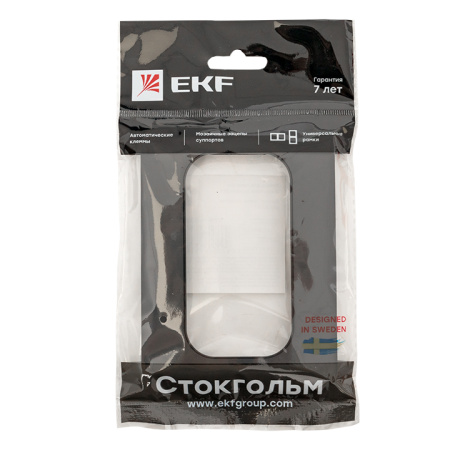 Стокгольм Рамка для розетки 2-местная черная EKF