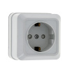 Рим Розетка 1-местная 16А с заземлением белая с защ, штор, EKF
