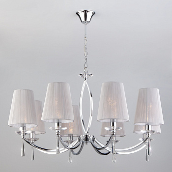 Подвесная люстра с абажурами 8*E14 40Вт хром IP20 Valery (60079/8 хром) Eurosvet