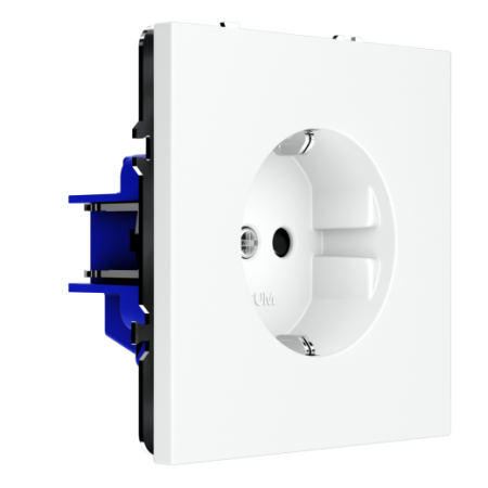 Розетка встраиваемая Voltum S70 с заземлением и защитными шторками, 16А, (белый матовый)