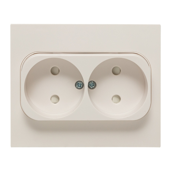 Стокгольм Розетка 2-местная б/з 10А белая с защ, штор, EKF