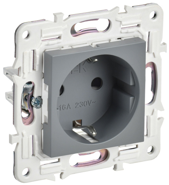 SKANDY Розетка с заземлением с защитными шторками 16А безвинтовое крепление SK-R06Gr серый IEK