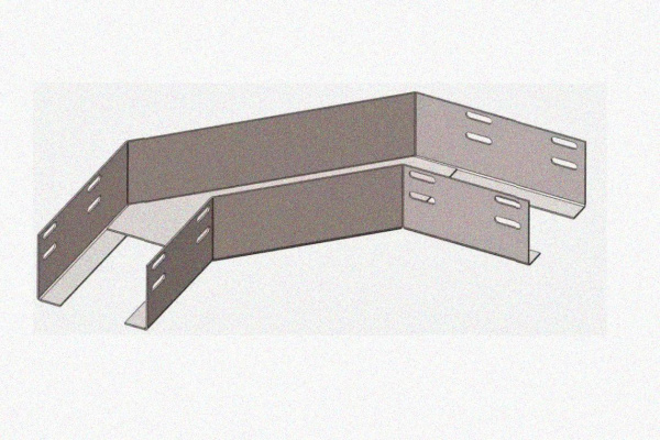Лоток угловой замковый глухой КГЗГ 200х50-90 (Rп300) УХЛ1 поворот на 90, радиус поворота трассы 300 мм, горячее цинкование, S1,5