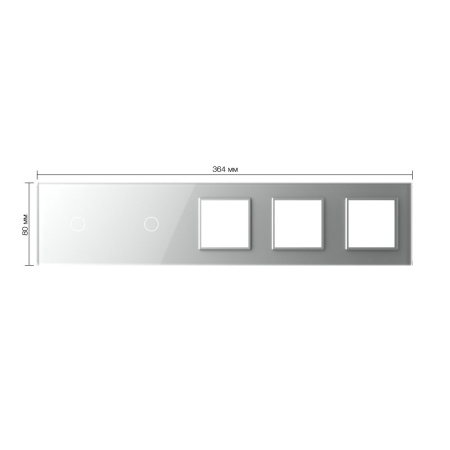Панель для 2-х сенсорных выключателей и 3-х розеток, 2 клавиши (1+1), цвет серый, стекло Livolo