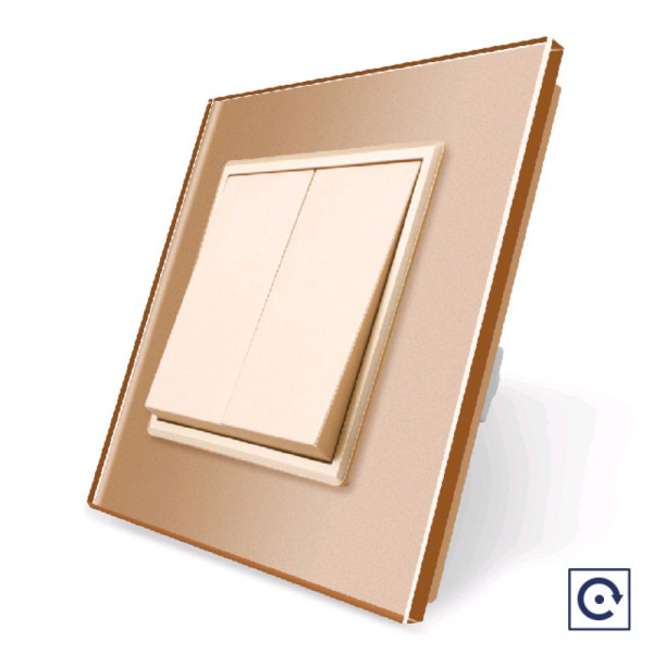 Механический выключатель звонкового типа 2 клавиши Золотой Livolo