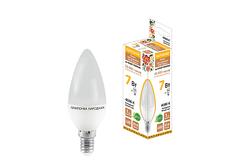 Лампа светодиодная FС37-7 Вт-230 В -4000 К–E14 Народная TDM