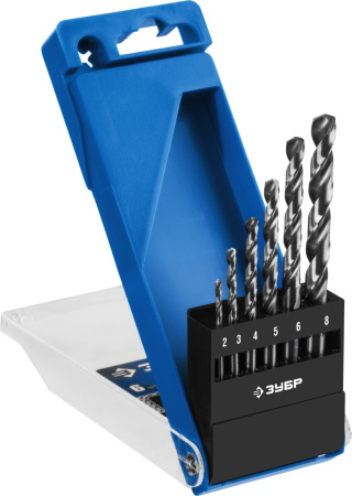 ПРОФ-А 6шт(2-8мм), Набор сверл по металлу, сталь Р6М5, класс А ЗУБР