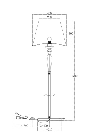 Торшер 1*E27 60Вт Никель IP20 Beira MOD064FL-01N Maytoni