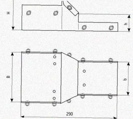 Лоток переходной замковый ЛПЗ 400х100 - НЛ40 УТ1,5 горячее цинкование, S1,5