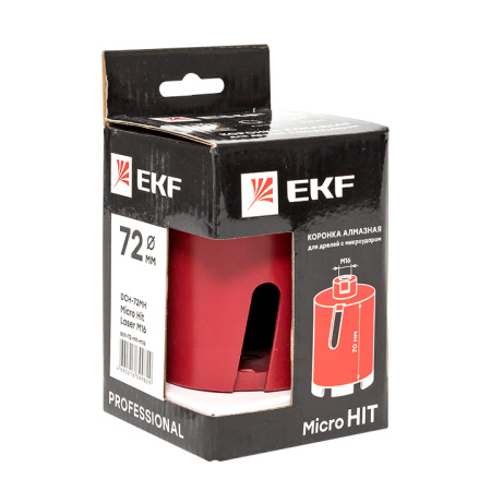 Коронка алмазная для дрелей с микроударом DCH-72MH Micro Hit Laser M16 Professional EKF