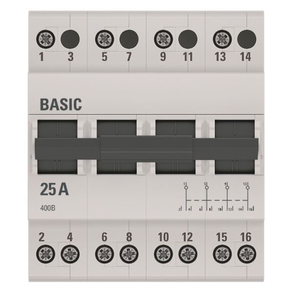 Трехпозиционный переключатель 4П 25А Basic EKF