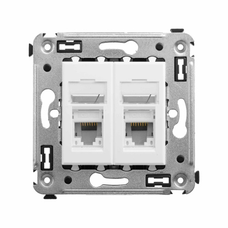 Компьютерная розетка RJ-45 в стену, кат.6 двойная,"Avanti", "Белое облако" DKC