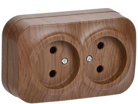 Розетка двухместная ОУ РС22-2-ХД без з/з 10А GLORY дуб IEK