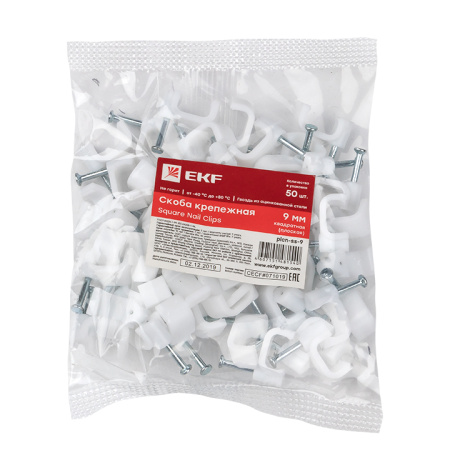 Скоба крепежная квадратная (плоская) (9мм) (50шт) PROxima EKF