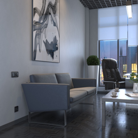 Розетка с заземлением и шторками (графит рифленый) СУ IP31 Werkel