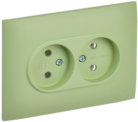 SKANDY Розетка 2-местная без заземления без защитных шторок 10А в сборе SK-R10G мятный IEK