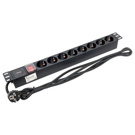 Блок розеток PDU TERACOM PRO 19" 1U 16А/250В 8 розеток Schuko с выключателем шнур питания длиной 2 метра сечение 3x1,5 мм2 вилка Schuko корпус алюмини Блок розеток PDU TERACOM PRO 19" 1U 16А/250В 8 розеток Schuko с выключателем шнур питания длиной 2 метра сечение 3x1,5 мм2 вилка Schuko корпус алюмини