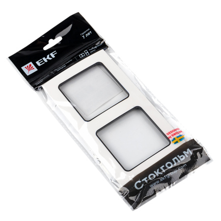 Стокгольм Рамка 2-местная белая с линией цвета черный EKF