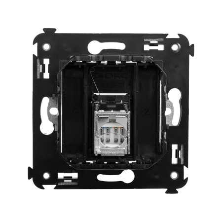 Компьютерная розетка RJ-45 в стену, кат.6 экранированная одинарная,"Avanti", "Черный матовый" DKC