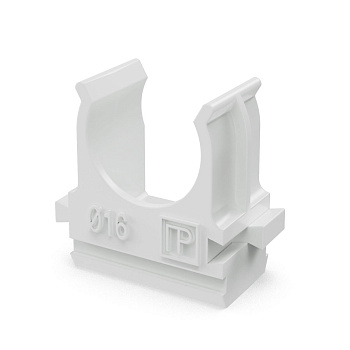 Крепёж-клипса для труб Полистирол белая d16 мм (100шт/2000шт уп/кор) Промрукав