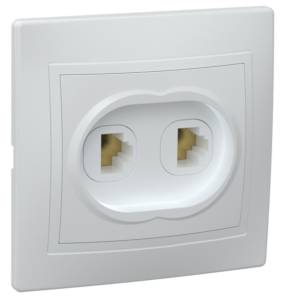 Розетка 2-местная телефонная РТ12-КБ КВАРТА белый IEK Розетка 2-местная телефонная РТ12-КБ КВАРТА белый IEK