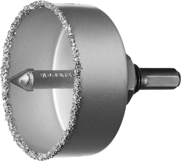 Коронка-чашка "Профессионал" c карбид-вольфрамовым нанесением, 67 мм, высота 25 мм, в сборе с державкой и сверлом ЗУБР