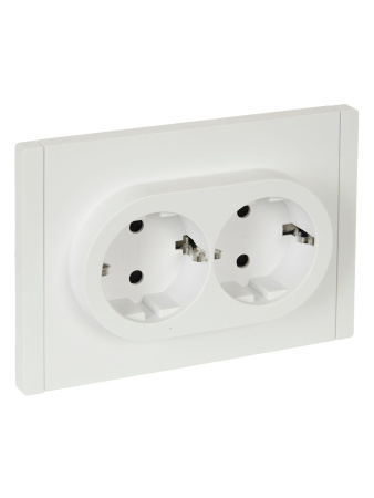 FORTE&PIANO Розетка 2-местная с заземлением с защитными шторками безвинтовое крепление 16А FP223 белый IEK