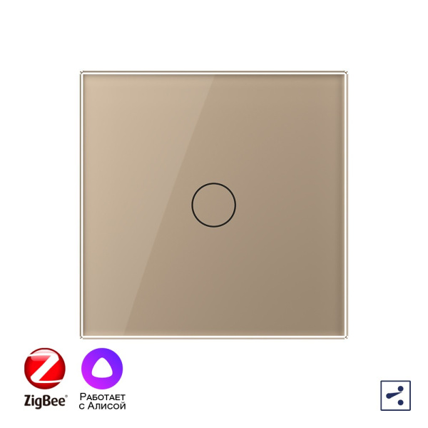 Одноклавишный проходной умный сенсорный выключатель Livolo ZigBee, 1 пост, Золотой VL-C701SZ-2AG