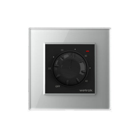 Терморегулятор Welrok RTP для рамки LIVOLO с механическим управлением, датчик пола 3 м, цвет черный с серой рамкой