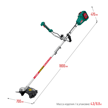 36В бесщеточный триммер, 2х18В АКБ (2Ач) ТАБ-365-22 ЗУБР
