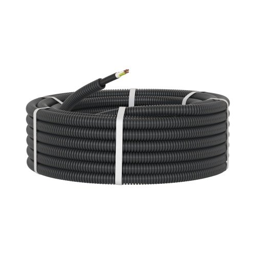 Труба ПНД гибкая гофр. д.16мм, цвет черный, с кабелем ВВГнг(А)-LS 3х2,5мм² РЭК "ГОСТ+", 50м DKC фото 2