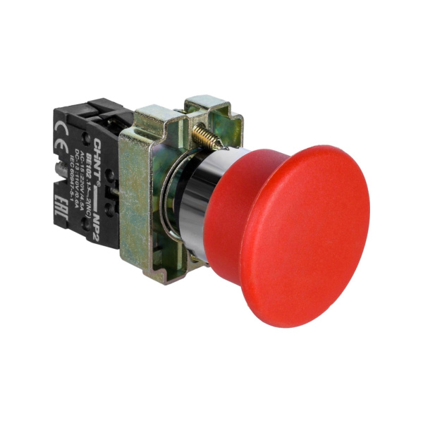 Кнопка управления "Грибок" Φ40мм самовозв. NP2-BC42 без подсветки красная 1НЗ, IP40 (R) CHINT