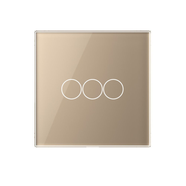 Трехклавишный сенсорный выключатель EU стандарт, 1 пост, цвет золотой Livolo