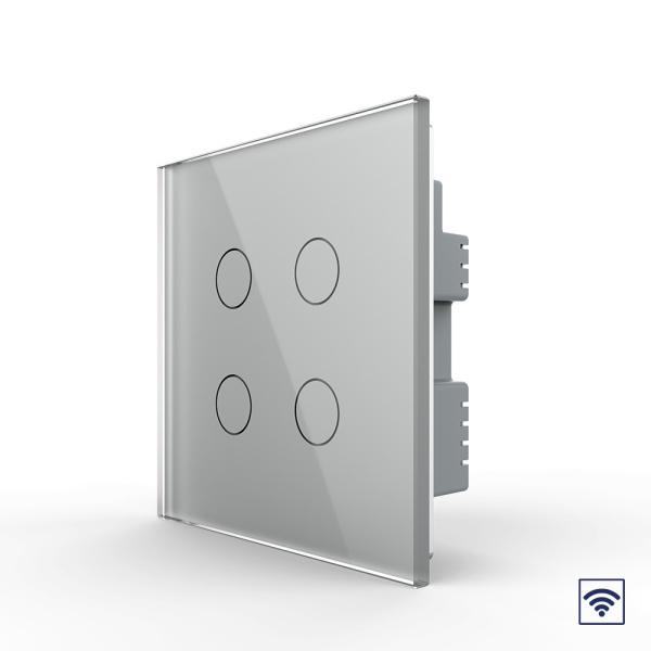 Сенсорный радиоуправляемый выключатель 4 клавиши 1 пост Серый UK стандарт Livolo