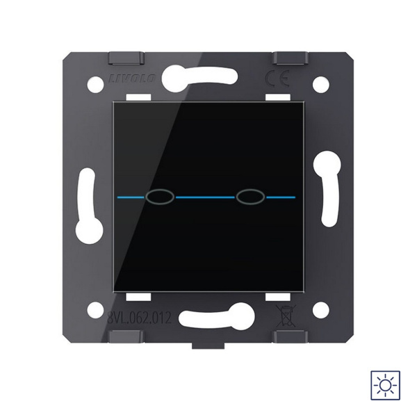 Выключатель Quadro 2 клавиши сухой контакт Черный (механизм) Livolo