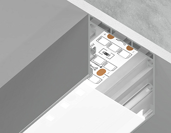 Алюминиевый профиль накл/подвес "Profile System" серебро/матовый рассеив. 2000*35*35, 2 заглушки, 4 крепл. в компл. (для ленты до 26мм) Ambrella Light