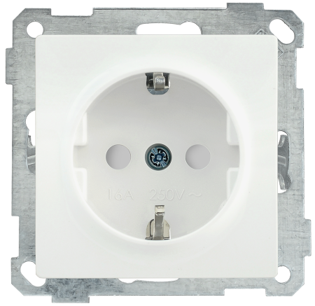 Розетка РС14-1-0-Б с з/з с защитной шторкой 16А BOLERO белый IEK